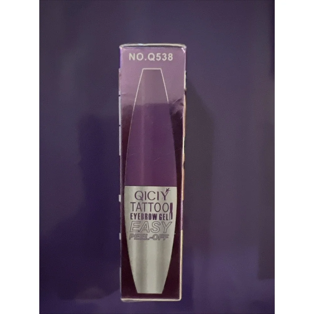 Qiciy Tattoo Eyebrow Gel Lasts Up to 3 Days Easy Peel Off 0.35oz Brown Exp 01/29